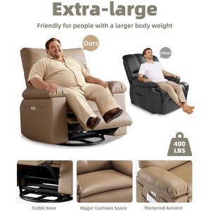 360° Swivel Recliner Chairs, PU Leather Rocker Recliner Chair with Heat and Massage, Ergonomic Lounge Chair with Remote Control for Adults - 1 of 4