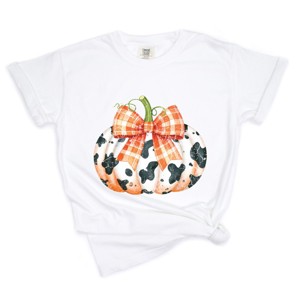 Simply Sage Market Cow Pumpkin Coquette Distressed Garment Dyed Tee - 1 of 4