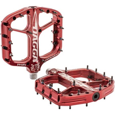 Chromag Dagga Platform Pedals 9/16" Concave Aluminum Body 24 Removable Pins Red