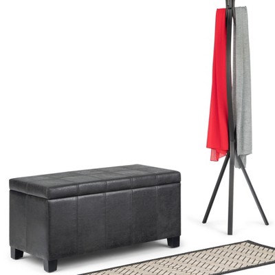 NicBex 35.6" Storage Bench Rectangle Faux Leather Storage Ottoman for Bedroom, Living Room, Dark Gray