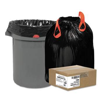 Draw 'n Tie Heavy-Duty Trash Bags, 33 gal, 1.2 mil, 33.5" x 38", Black, 25 Bags/Roll, 6 Rolls/Box