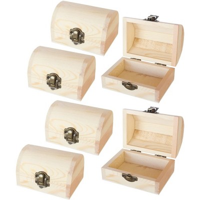 Juvale 6 Pack Unfinished Wood Jewelry Box 2.76 x 3.9 x 2.36 In, DIY Jewelry Box with Hinged Lid and Front Clasp for Art, Crafts