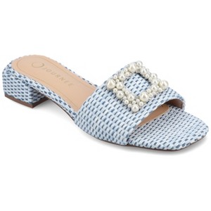 Journee Collection Womens Justina Slip On Raffia Flat Sandals - 1 of 4