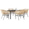 vidaXL 5-Piece Patio Dining Set - Brown Poly Rattan and Glass Outdoor Table with Cushions for Garden, Backyard, Deck, or Patio - 2 of 4