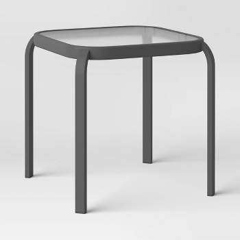 Glass Patio Side Table - Black - Room Essentials™