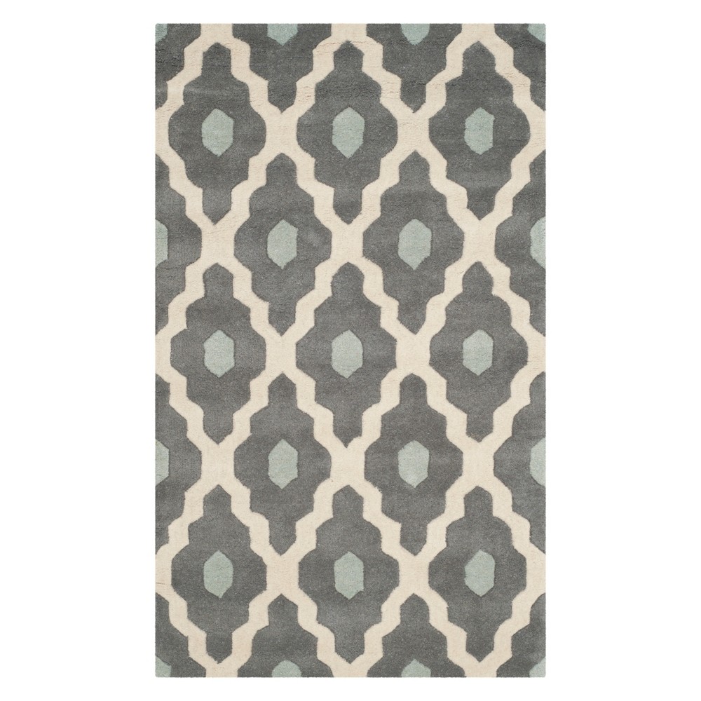 3'x5' Downey Geometric Accent Rug Dark Gray/Ivory - Safavieh