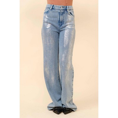 Women's Adelia Wide Leg Denim Sweatpants - Blue B