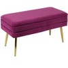TOV Furniture Ziva Velvet Storage Bench Sea Blue 31.3"W x 14.8"D x 16.5"H - 3 of 4