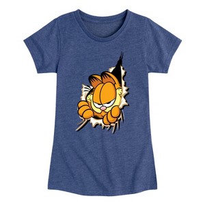 Girls' - Garfield - Peeking Out Fitted Short Sleeve Graphic T-Shirt - 1 of 4