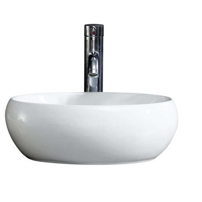 White Ceramic Oval Vessel Bathroom Sink