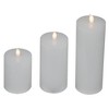 Northlight LED Solid Flameless Flickering Wax Pillar Candles - 8" - White - Set of 3 - 4 of 4