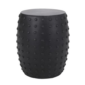 Vynxaria Patio End Tables - 18-Inch Black Lightweight Concrete Side Table - 1 of 4