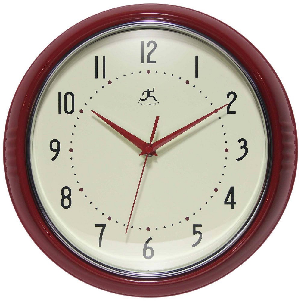 Photos - Wall Clock 12" Retro Round Red - Infinity Instruments