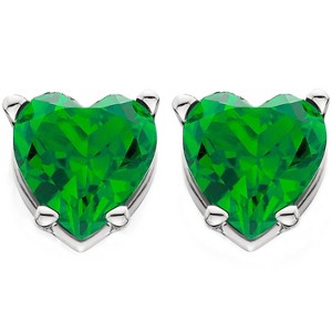 Pompeii3 1Ct Emerald Heart Studs in 14k White, Yellow, or Rose Gold Earrings - 1 of 4