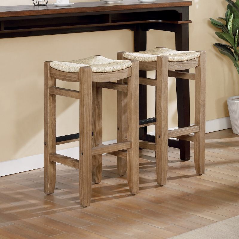 Set of 2 30&#34; Davenport Wood Barstools with Rush Seats Light Amber - Alaterre Furniture, 6 of 10