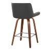 LumiSource Set of 2 Santi Counter Height Barstools Walnut Wood/Gray PU - 4 of 4