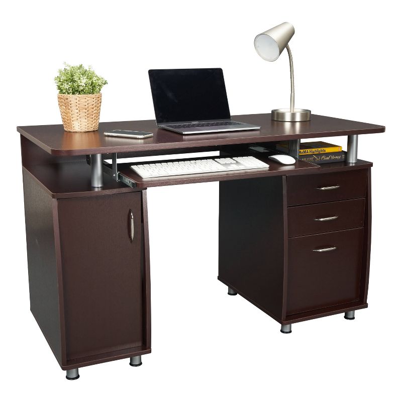 Complete Workstation Computer Desk with Storage Brown - Techni Mobili, 3 of 16