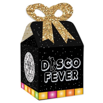 Big Dot of Happiness 70's Disco - Square Favor Gift Boxes - 1970s Disco Fever Party Bow Boxes - Set of 12