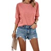 Imily Bela  Women Chic Half Sleeves Top Solid Crewneck Loose Fit Blouse Casual Comfort - 4 of 4
