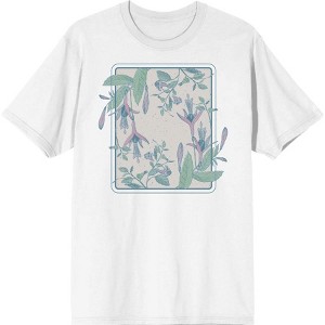 Fuschia Flowers Adult Crew Neck Short Sleee Tee - 1 of 2