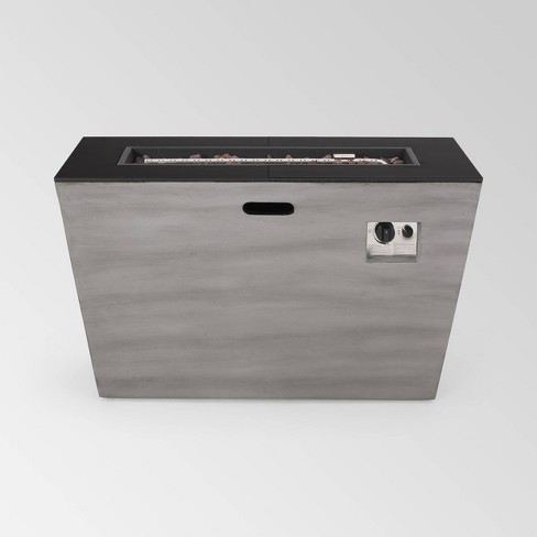 Langton Rectangular 40 Light Weight Concrete Gas Fire Pit Dark