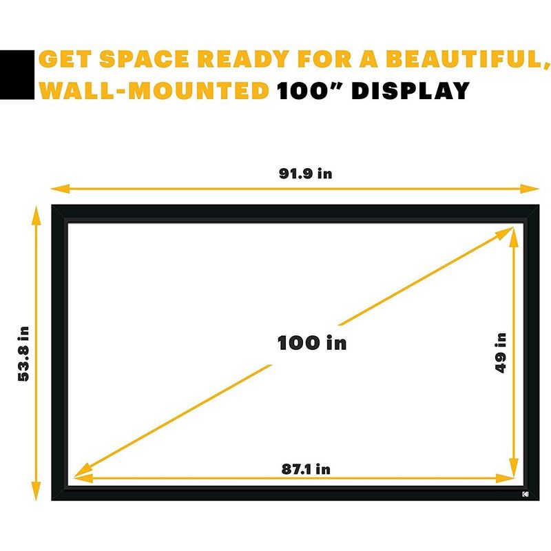 Kodak Wall Mounted Indoor Projector Screen with Fixed Frame, 2 of 6