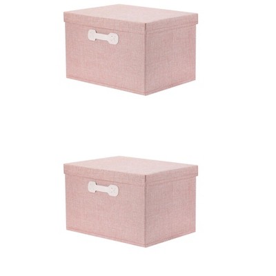 REGALWOVEN Collapsible Fabric Storage Bin with Lid and Handle for Shelves Closet 2 Pcs