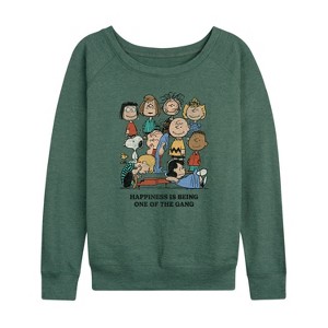Women's - Peanuts - One Of The Gang Lightweight French Terry Wide Neck Long Sleeve Shirt - 1 of 4