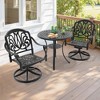 3-Piece Round Cast Aluminum Patio Set with Swivel Chairs,Brown Cushions,and Umbrella Hole - 2 of 4