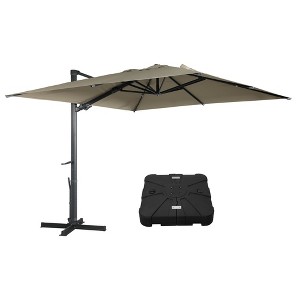 Mondawe 10 ft. Square Aluminum Cantilever Outdoor Tilt Patio Umbrella with Base Weight Stand - 1 of 1