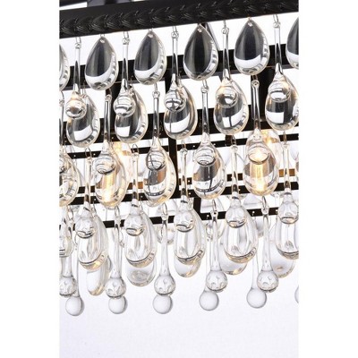 Nordic Black Iron and Crystal 6-Light Island Pendant