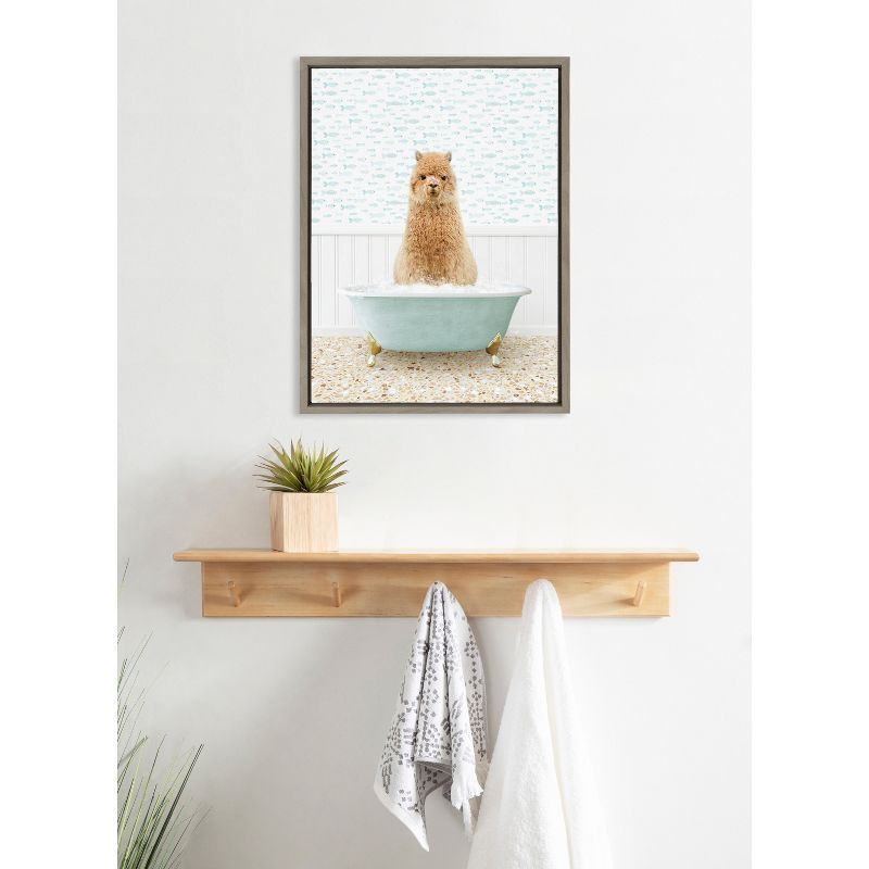 Kate &#38; Laurel All Things Decor 18&#34;x24&#34; Sylvie Alpaca in Little Fish Bath Framed Wall Art by Amy Peterson Art Studio Gray, 5 of 7