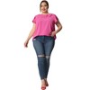 Agnes Orinda Women's Plus Size Elegant Flutter Short Sleeve Boat Lapel Slipt Chiffon Blouse - 3 of 4