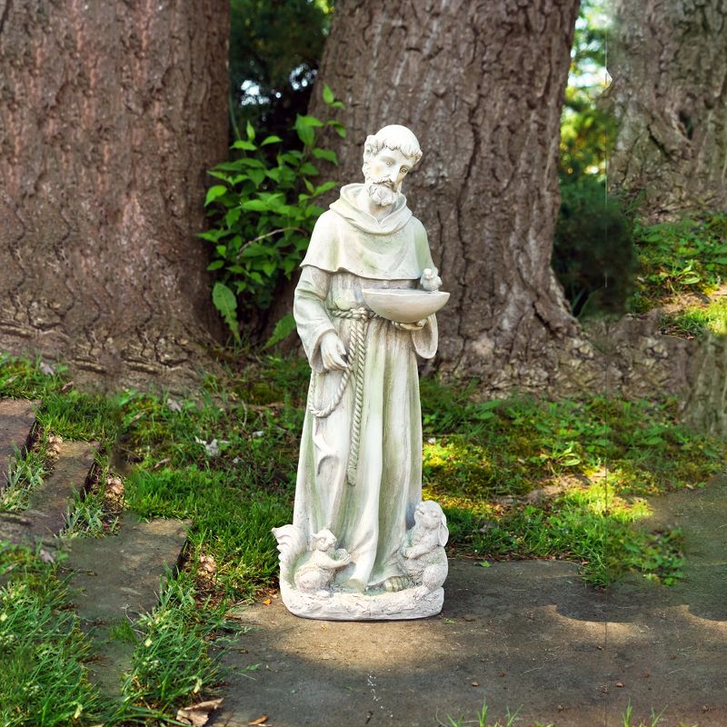 Northlight 23.5" Saint Francis of Assisi Bird Feeder Outdoor Patio Garden Statue - Gray, 2 of 6
