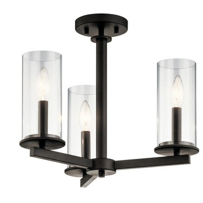 Mini Bronze 18" Transitional 3-Light Ceiling Candle Chandelier