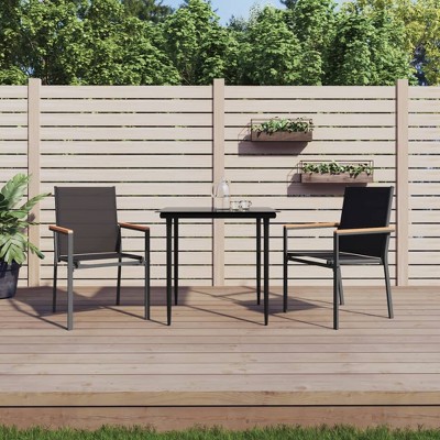 VidaXL Patio Chairs 2 pcs Black 21.7 in.x24.2 in.x35.4 in. Textilene and Steel