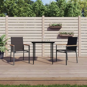 VidaXL Patio Chairs 2 pcs Black 21.7 in.x24.2 in.x35.4 in. Textilene and Steel - 1 of 4