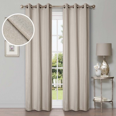 Classic Linen Design Room Darkening Semi-Blackout Curtains, Set of 2 by Blue Nile Mills