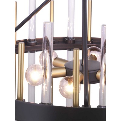 Orrizo Black and Gold 6-Light Drum Chandelier with Clear Glass