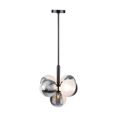 Black and White Glass 5-Light Pendant Chandelier