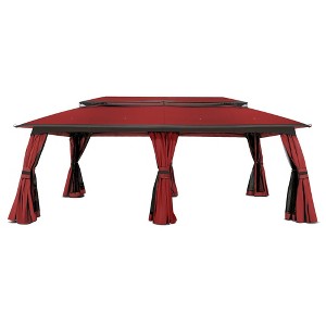 COWLOWN Red 10x20ft Outdoor Gazebo with Double Roof & Mesh Sides, Heavy-Duty Patio Canopy Tent for Garden, Lawn, Backyard, Party & Events - 1 of 4