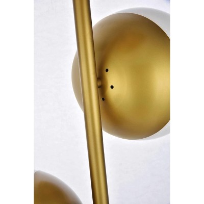 Elegant Brass Floor Lamp with Frosted White Glass Shades