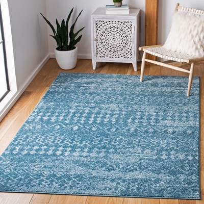 Turquoise and Blue 6' x 9' Hand-Knotted Synthetic Area Rug