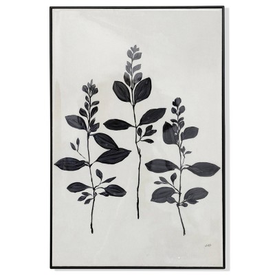 Metal Floki Loose Leaf Gloss II Scale with High Gloss Coating Unframed Wall Canvas Black - StyleCraft