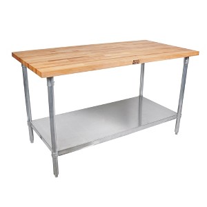 John Boos Maple Wood Top Work Table with Adjustable Lower Shelf, 60 x 30 x 1.5" - 1 of 3