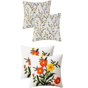 REGALWOVEN 4 Pcs Floral Embroidered Throw Pillow Cases for Sofa, Living Room 18" x 18" - 1 of 4
