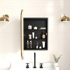 Merrick Lane Reversible Bathroom Wall Medicine Cabinet with Rounded Rectangular Beveled Mirror and Metal Frame and Shelves - 2 of 4