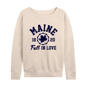 Women's - Instant Message - Maine 1820 Fall in Love Lightweight French Terry Wide Neck Long Sleeve Shirt - 1 of 4