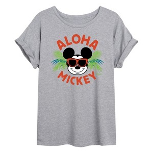 Women's - Disney - Aloha Mickey Oversized Graphic T-Shirt - 1 of 4