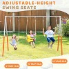 JOYMOR Kids 3-12 Metal Outdoor Swing Set with Basketball Hoop & 3 Seats DIY Adjustable 500lb Capacity - 3 of 4